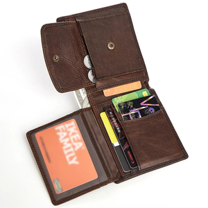 <b>Men's</b> Genuine Leather Slim <b>Wallet</b> With Striped Lining Fold Closure Card Holder Short Length Minimalist Design - Product Image 3