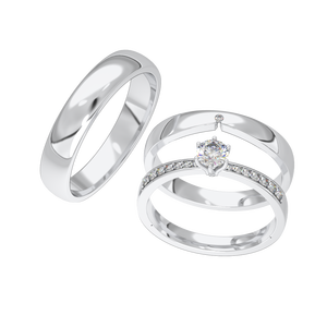 ชุดแหวนแต่งงานที่กำหนดเอง10K เครื่องประดับทองสีขาวทองจริงเพทายหินรักหมั้นแหวนแต่งงานชุดคู่สำหรับผู้ชายผู้หญิง - Product Image 4