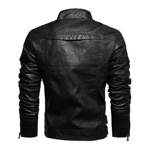 Chaqueta de moto de piel sintética para hombre Traje de carreras de invierno de cuero de motocicleta de moda informal con cremallera superior - Product Image 3