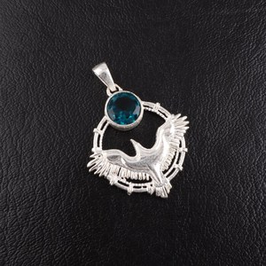 Pendentif en apatite argent 925, collier en argent sterling fait main, pierre de naissance de mars, bijoux pour femmes, cadeau, mode, qualité supérieure IGI - Product Image 2