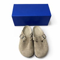 Mules et sabots unisexes en cuir véritable à bout fermé, avec doublure respirante et semelle intérieure en liège, pour intérieur et extérieur, vente en gros