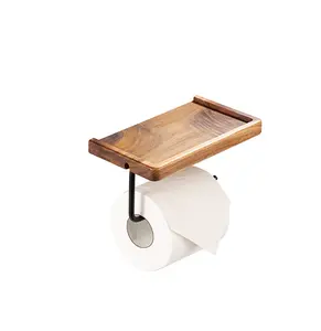 Desain mewah pemegang gulungan kertas toilet kayu penjualan terbaik produk kertas gulung kayu solid mendukung harga murah