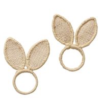 Anneaux de serviette en toile de jute rustique en forme d'oreilles de lapin, décoration de table, porte-serviettes de lapin de style campagnard pour les fêtes, les mariages, la mise en place de la table à dîner