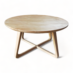 Table basse ronde moderne européenne Meubles de maison polyvalents en bois de teck massif stable pour le salon Table de canapé centrale - Product Image 3