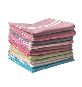 Serviette de cuisine en coton neutre, texturée, absorbante, à rayures brunes, disponible à prix de gros. - Product Image 3