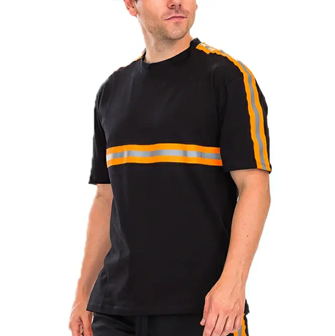 Ademend Shirt Reflecterende Tape Veiligheidsshirt Hi Vis Reflecterende Veiligheid Zwart Safety T-Shirt