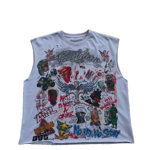 Camiseta de algodón 100% de fabricante, estilo oversize, corta, hip hop, con estampado de dibujos animados, para hombre, personalizada, streetwear, jersey de 260 gramos, impresión digital - Product Image 1