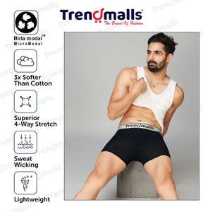 Trendmalls Men's Birla Micro Modal <b>Boxer</b> Combed Microfiber Elastane Stretch Solid <b>Boxer</b>(<b>Black</b>) - Product Image 2