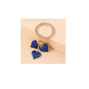 Kadınlar için reçine mavi anahtarlık kalp anahtarlık kızlar çanta zincir takı hediyeler kutusu anahtar kullanımı için en iyi tasarım öğeleri ile