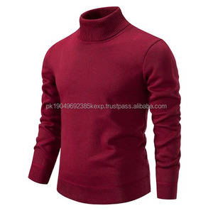 Sudadera de cuello alto para hombre de otoño, jerséis de punto de invierno, Jersey cálido para hombre, Top holgado de Color sólido - Product Image 3