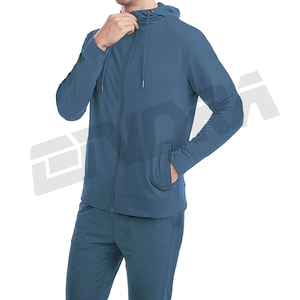 Conjunto de ropa deportiva para hombre Color sólido Chaqueta con cremallera completa y pantalones Chándal estampado informal Conjunto de entrenamiento de gimnasio de dos piezas - Product Image 4