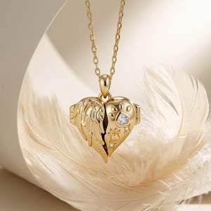 Jeulia Petland Custom Angel Wing Pet Paw Heart Photo <b>Locket</b> Charm - Product Image 6