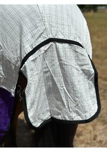 Couverture de cheval respirante en maille avec col amovible - Couverture de cheval d'été protectrice - Couverture combinée pour cheval blanc et violet - Product Image 5