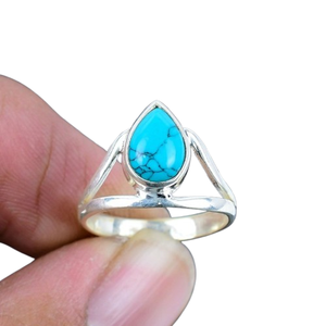 Boho Style 925 Sterling Silver Women's <b>Ring</b> <b>Turquoise</b> Gemstone Set Rhodium Handmade 925 Sterling Silver Wedding Gift for Loved - Product Image 1