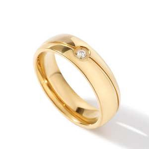 Bague pour homme Jeulia en acier titane plaqué or rose, solitaire - Product Image 3