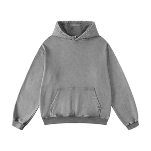 เสื้อฮู้ดดี้ผู้ชายผ้าฝ้าย 100% แห้งเร็ว ระบายอากาศดี ล้างสีแบบ Acid Wash สีพื้น สำหรับฤดูหนาว รับสกรีนโลโก้คุณภาพสูง ออกแบบลายพิมพ์โลโก้ตามสั่ง - Product Image 3