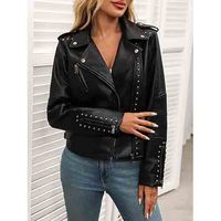 Veste en cuir véritable pour femmes à la mode avec col à revers élégant Slim Fit Biker Outerwear Doux et à la mode