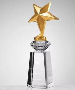 Trofeos de Cristal Elegantes y Personalizados con Estrellas, <span class=keywords><strong>Trofeo</strong></span> de Honor Competitivo, Fabricante de Trofeos Personalizados, <span class=keywords><strong>Trofeo</strong></span> para Eventos de Premiación - Product Image 2