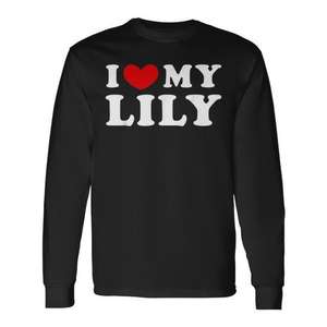 T-shirt promotionnel élégant à manches longues « I Love My Lily I Heart My Lily » - Product Image 1