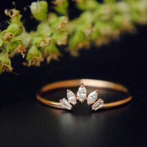 10k Or Lab Grown Marquise Cut Diamant Fiançailles Bague De Mariage Conique Bijoux Incurvés - Product Image 2