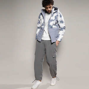 Veste matelassée à capuche pour homme Gris Légère Ourlet réglable Multi-poches Casual Streetwear Confort ajusté Imperméable Coupe-vent Quotidien - Product Image 3