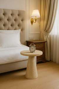 โต๊ะข้างโต๊ะหินอ่อนสีขาวขาโลหะสีทองชั้นวางของไม้โต๊ะกาแฟที่โดดเด่นสำหรับห้องนั่งเล่นเฟอร์นิเจอร์ในบ้าน - Product Image 4