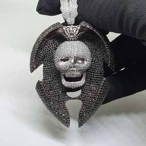 Personnalité Rappeur Bijoux 925 Sterling Silver Micro Pavé Moissanite Diamant Personnalisé Crâne Hip Hop Glacé Visage Pendentif - Product Image 1