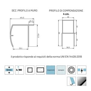 Florian S194F 6 mm di cristallo cromato IX Box doccia con porta scorrevole previste estensioni da 130 a 13... - Product Image 3