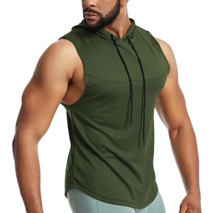 Chaleco de fitness logotipo personalizado 100% poliéster deportes camiseta hombres entrenamiento ropa sin mangas músculo gimnasio Sudadera con capucha camisa - Product Image 4