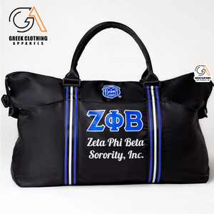 Bolsa de Viaje con Ruedas de la Hermandad Zeta Phi Beta (ZPB), Blanca con Letras Bordadas en Azul y Blanco, 1920, Bolso de Mano de Felpa, Regalo de Hermandad Griega - Product Image 5
