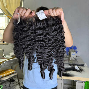 Extensiones de cabello de paquetes rizados birmanos Cabello humano virgen crudo de color negro natural 100% Cabello humano vietnamita - Product Image 5