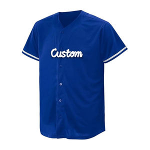 Camiseta unisex de béisbol y sóftbol para jóvenes, ropa de deporte al por mayor con logotipo personalizado, uniformes azules lisos sublimados de estilo callejero para niños - Product Image 1
