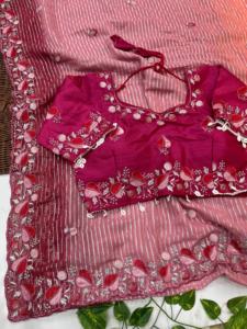 Bollywood Designer dernière tendance lourde nouveauté Georgette douce avec fil broderie Saree exportateur et approvisionnement indien - Product Image 6