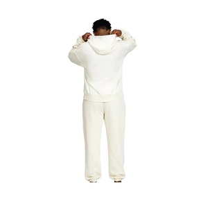 Ensemble pantalon de survêtement à capuche en coton évasé personnalisé OEM Ensemble jogging respirant de grande taille Survêtement Survêtement Hommes Impression bouffante Ourlet brut - Product Image 3