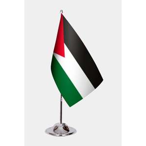 Drapeau de bureau Palestine imprimé numériquement, style fanion, avec mât en aluminium et bannières en tissu, plastique, polyester, soie, pour voiture/plage - Product Image 1