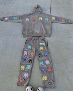 ชุดวอร์มผู้ชายผ้าคอตตอน 100% หนานุ่ม ยี่ห้อ Custom Vendor ปักลาย ตัดเย็บแบบ Acid Wash สีพื้น - Product Image 2