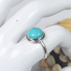 Anillo de Compromiso con Turquesa Verde en Plata de Ley 925, Piedra de Nacimiento de Diciembre, Regalo para Fiesta de Bodas o Aniversario - Product Image 2