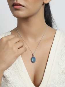 Collier de Labradorite en argent sterling massif Pendentif fait à la main avec chaîne Bijoux de créateur pour femme Pierre de naissance de février - Product Image 6