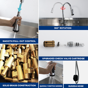 Robinet de <span class=keywords><strong>cuisine</strong></span> extractible en laiton robuste avec douchette flexible, installation facile, pour <span class=keywords><strong>cuisine</strong></span> commerciale - Promotion - Product Image 3