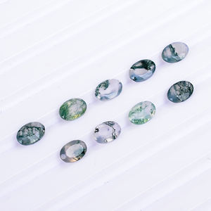 Piedra preciosa suelta de ágata musgo natural, corte brillante ovalado verde para fabricación de joyas, tamaño calibrado 6,0x4,0x2,5mm - Product Image 4