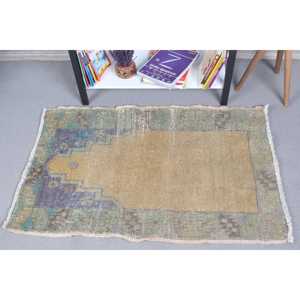 พรมตุรกีวินเทจขนาดเล็ก 2.2x3.4 ฟุต พรมขนสัตว์สีน้ำตาลลายปะติด - Product Image 1