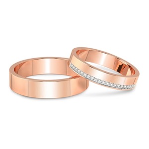 Classic Pair Diamond Band Set Lab Grown Diamond 0.10 Ct Tw 14K Solid Gold FG Color VS Clarity 21 Diamond Timeless <b>Ring</b> Duo - Product Image 3