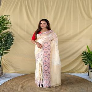 VASTRA COTTAGE Elegante Sari de Seda Suave con Bordes Patola Meenakari, Pallu Tejido con Motivos en Toda la Superficie y Blusa a Juego - Product Image 4