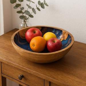 Tazón para Ensalada de Resina Epoxi y Madera Ecológica Hecho a Mano de Alta Calidad, Clásico, Sin Recubrimiento, Pieza Decorativa Única para Servir en el Hogar y Restaurantes - Product Image 4