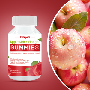 סוכריות גומי חומץ תפוחים טבעוניות ידידותיות ל-OEM, תומכות במשקל בריא ומערכת החיסון, ויטמין B9 <span class=keywords><strong>B12</strong></span>, תמצית צמחים, בקבוק/מיכל - Product Image 3