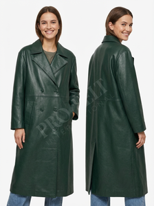 Manteau en cuir surdimensionné long, mode d'hiver, vêtements d'extérieur, cuir véritable doux, col rabattu, manteau long classique, femmes OEM ODM - Product Image 6