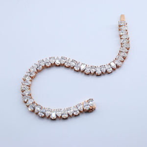 AMBER JEWELS Pulsera de tenis de oro rosa con piedra natural de talla brillante, engaste de garra, certificado IGI, joyería de lujo unisex para bodas - Product Image 1