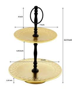 ขาตั้งเค้กอะลูมิเนียม สีทองและสีดำ ผลิตจากโลหะ 'ผลิตในอินเดีย' รูปทรงกลม ผลิตโดย MZ INTERNATIONAL - Product Image 2