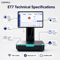 COMPAX ET7 Android AI Slimme Weegschaal voor Retail, Fruit- en Groentegroepenherkenning, Etiketprinter, Supermarkt, 6/15KG, RAM 2GB, 2 jaar garantie