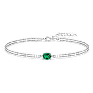 NOVAMART Fine Silver Green <b>Copper</b> Charm <b>Bracelet</b> with Double Chain Rhodium Plated Geometric Solitaire Design Trendy Religious St - Product Image 1